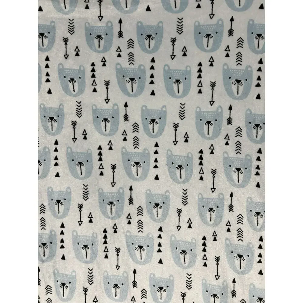 Everyday Kids Blue Bear Arrow Baby Blanket Chevron Zig Zag Triangles